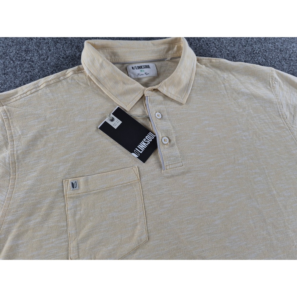 Linksoul Mens LS1331 Polo Shirt Maize Yellow Cotton Short Sleeve Pocket XL New